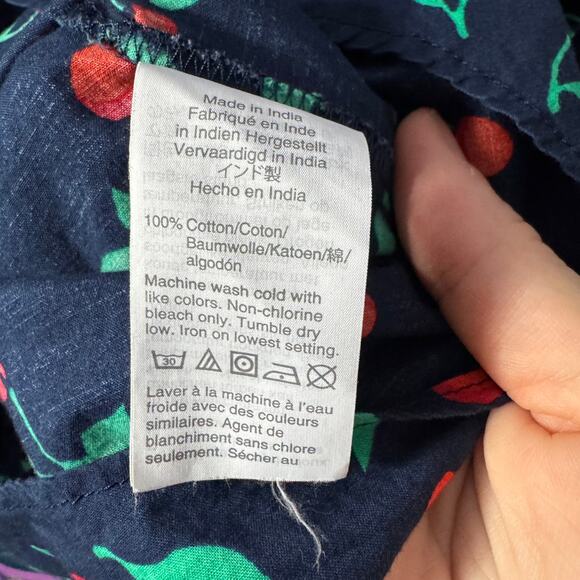 J.Crew Navy Cherry Print Button Down Shirt Long Sleeve Cotton Medium - Picture 8 of 9